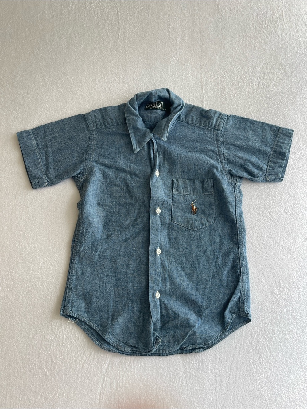 Boys Polo Ralph Lauren Washed Denim Short Sleeve Button Up Shirt Size 4
